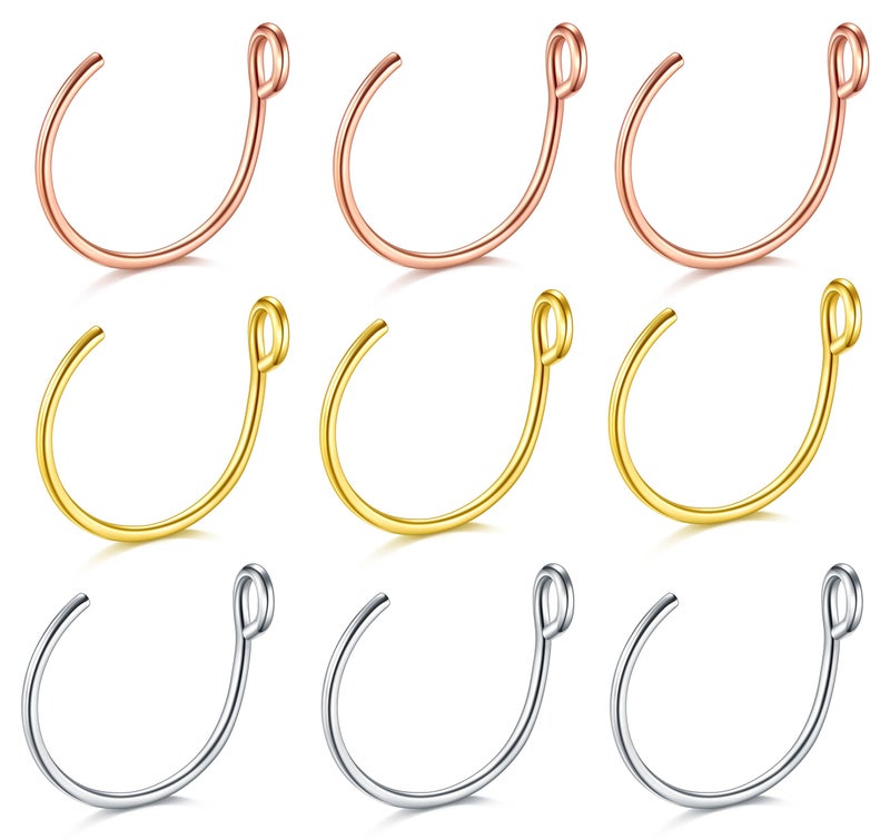 D.Bella 20G Faux Piercing Jewelry 8mm Nose Ring Hoop for Lip Septum Set - Image 1